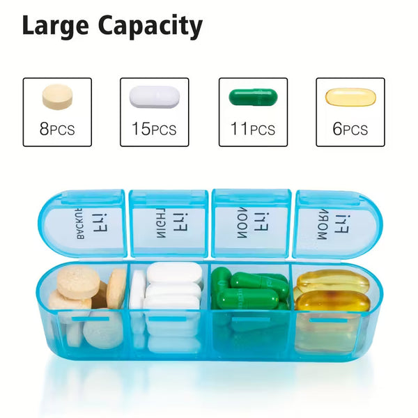 Pill Box Weekly 7 Day 4 Times Medicine Tablet Organizer Dispenser Large Capacity