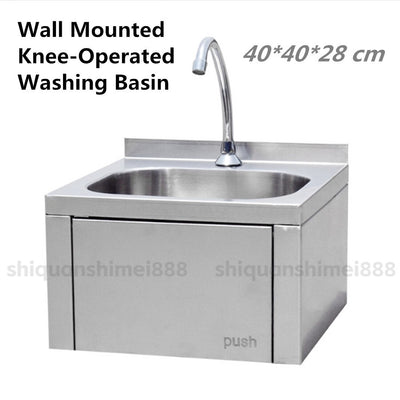 Wall-mounted Washbasin Knee Operated Sink Handbasin Single Bowl Sink With Faucet