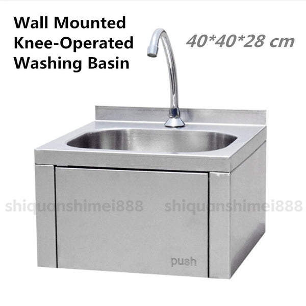 Wall-mounted Washbasin Knee Operated Sink Handbasin Single Bowl Sink With Faucet