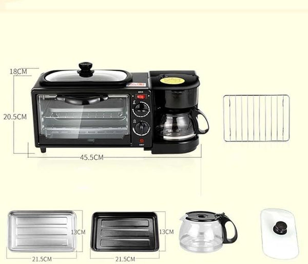 3-in-1 Breakfast Station Includes Coffee Maker Non-Stick Griddle Toaster Oven