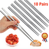 10 Pairs Stainless Steel Chopsticks Reusable Square NonSlip Chop Sticks Gift Set