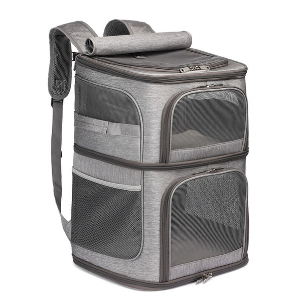 Double Compartment Pet Carrier Backpack for Small Cats and Dogs Cat Travel Bag
