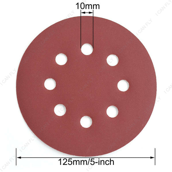 100pcs Sanding Discs 5 Inch 8 Hole Sanding Discs Grits 80 -3000 Sanding Pad