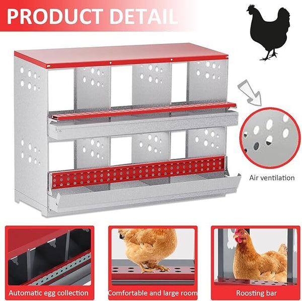 4/6 Hole Chicken Nesting Boxes Wall Mounted Metal Chicken Coop Laying Boxes AU