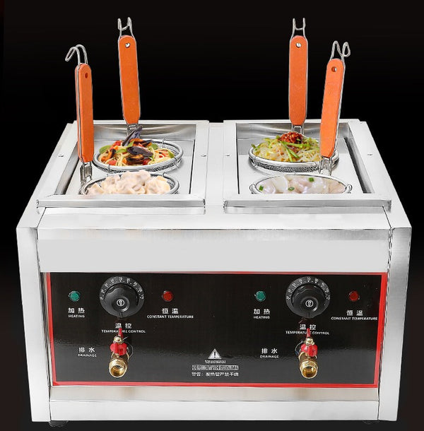 Electric Pasta Cooking Machine 4 Grid Pasta Warmer Noodles Cooker W/ Drain Valve