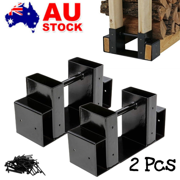 2x Sturdy Firewood Log Storage Rack Bracket Kit Adjustable length Indoor/Outdoor