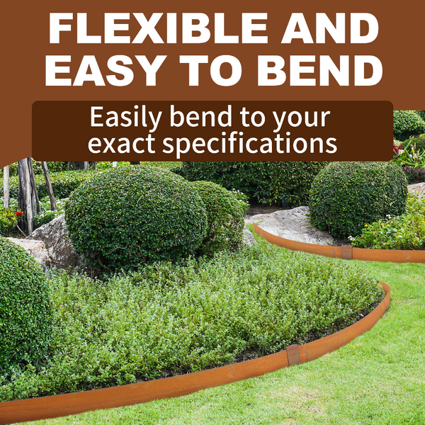 6 Landscape Garden Lawn Edging Border Pre-Rusted Plant Grass Steel Barrier Fence