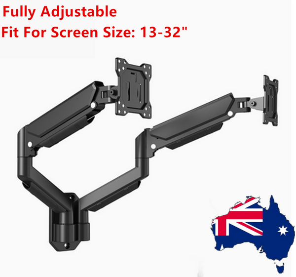 Double Monitor Arm Fully Adjustable Dual Monitor Wall Mount For 13''to32" Screen