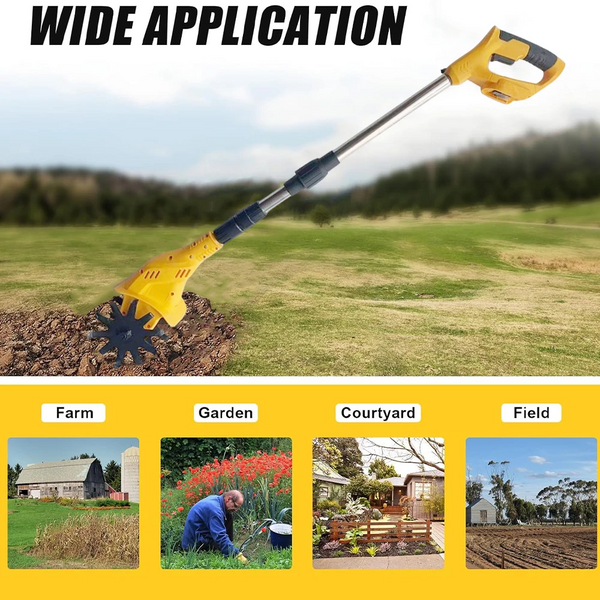Cordless Cultivator Tiller Rotary Hoe Mini Electric Rototiller w/ 2 Battery