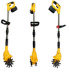 Cordless Cultivator Tiller Rotary Hoe Mini Electric Rototiller w/ 2 Battery