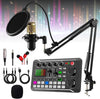 Podcast Studio Equipment Kit F998 Live Sound Card Audio Mixer w/ Mic 3m Earphone