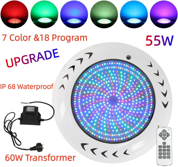 55W LED Swimming Pool Light Resin Filled Underwater RGB with 60W Transformer