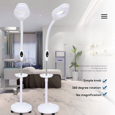 16x Gooseneck Magnifying Floor Lamp Glass Led Adjustable Floor Lamp Rolling Base
