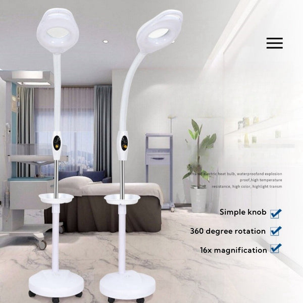 16x Gooseneck Magnifying Floor Lamp Glass Led Adjustable Floor Lamp Rolling Base