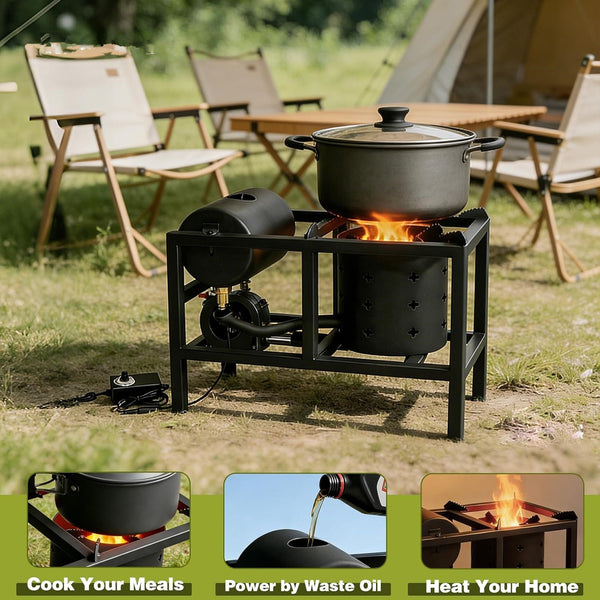 Waste Oil Burner Heater Oil Stove Outdoor Cooking Efficient Heating Furnace 12V