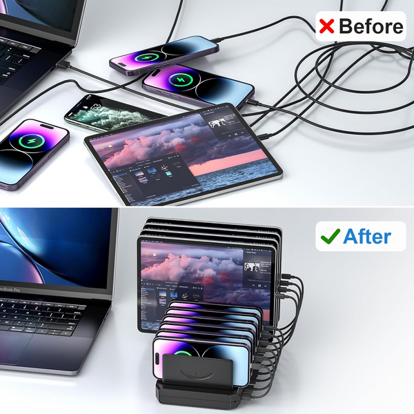 10 Port USB Charge Hub Station Multi-Device Charging Dock for Phones iPad Tables