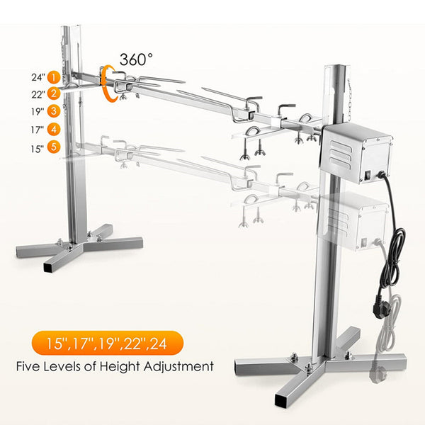 1.3m Electric BBQ Rotisserie Grill Spit Automatic Height Adjustable + 15W Motor