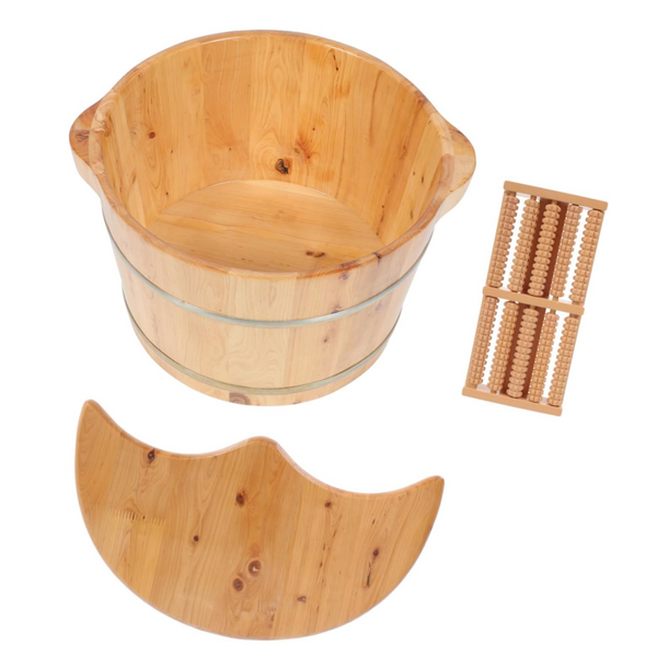 Wooden Foot Bucket Foot Basin with Lid Foot Massagers Soaking Basin Pedicure Tub