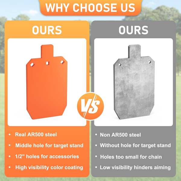 AR500 Steel Targets for Shooting 3/8'' Thick Gong Silhouette Metal Target Orange