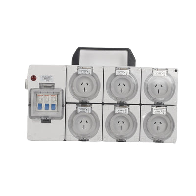 Portable Power Board Adapter 3 Phase 5 Pin 32 Amp Supply 250V 15 Amp Outlets AU