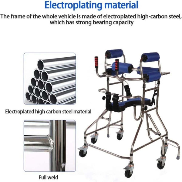 Mobility Walking Aid Walker Frame w/6 Wheels&Seat For Handicapped Rehabilitation
