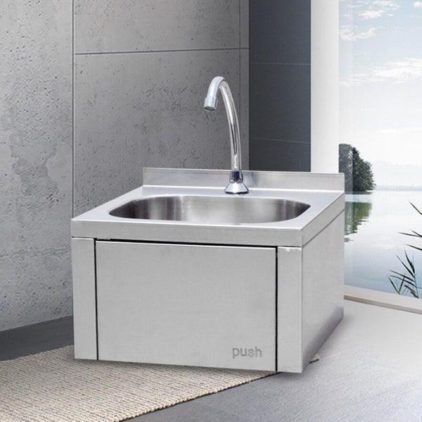 Wall-mounted Washbasin Knee Operated Sink Handbasin Single Bowl Sink With Faucet