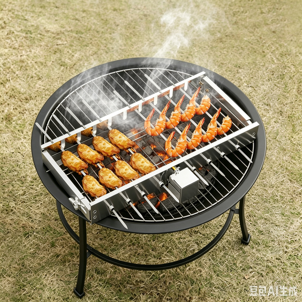 Electric Skewer Kabob Auto Rotating Rotisserie Grill Rack Adjustable Outdoor BBQ