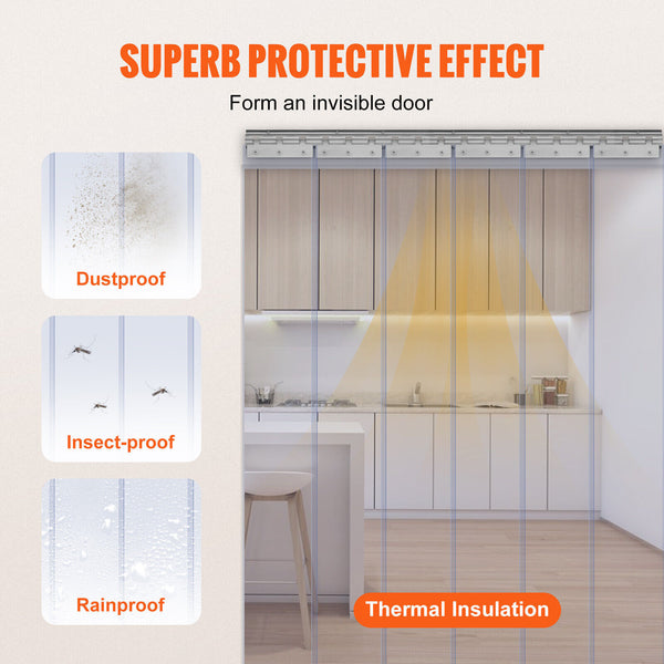 PVC Door Curtains Strips 200cm Cool Room Curtain Clear Freezer Room Strips