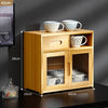Bamboo Countertop Cupboard 2 Tier Pantry Kitchen Desk Tea Coffee Storage Cabinet