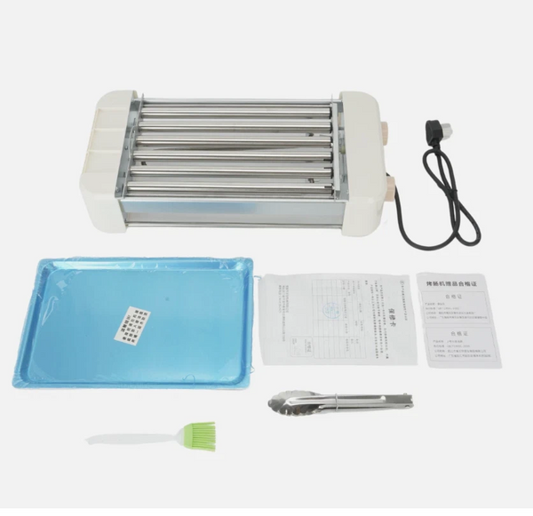 Hot Dog Roller Grill Sausage Roller 6 Rollers Stainless Steel Camping BBQ Home