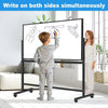 Magnetic Mobile White Board 90*60cm Double Sided Erase Board Rolling ON Wheels