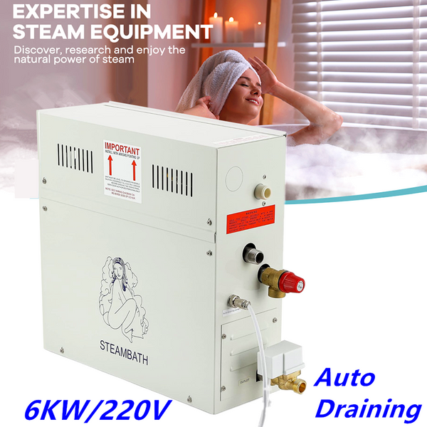 220V 6KW Auto Draining Steam Generator Shower Sauna Spa Steam Bath Generator AU