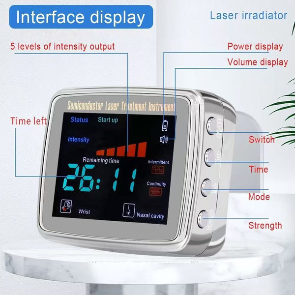 650nm Laser 13 Holes Physiotherapy Wrist Watch LLLT Treat for Hypertension