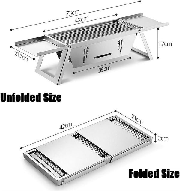 Foldable Small Charcoal Grill Stainless Steel BBQ Grill for Camping Picnic Beach
