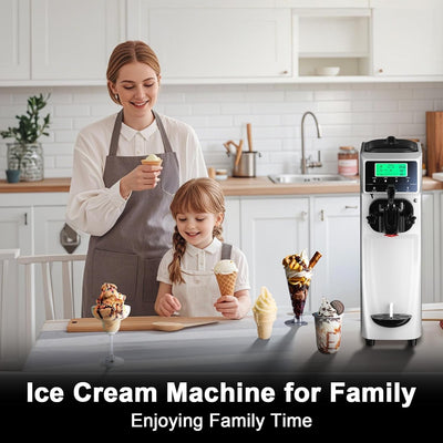 Commercial Ice Cream Machine 16L/H 1200W Countertop Soft Serve Maker LED Display