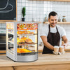 3-Tier Commercial Food Warmer Display 30-80℃ Hot Dog Pizza Showcase Cabinet 800W
