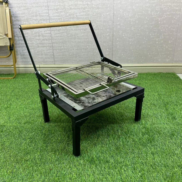 Portable 360°Rotating Charcoal Grill with Flipping Basket Folding Barbecue Grill