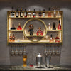 3-Tier Metal Wine Rack w/LED Light Wine Bottle Shelf For Home Bar Display 1.2m