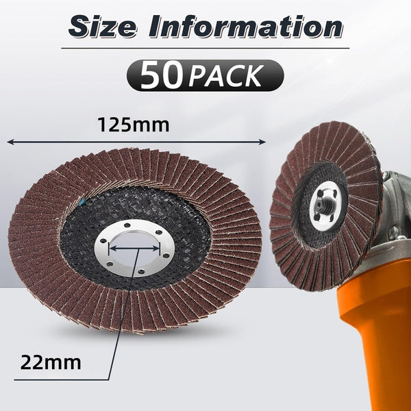 50PCS 125mm 80 Grit Flap Discs Zirconia Grinding Sanding Wheel For Angle Grinder
