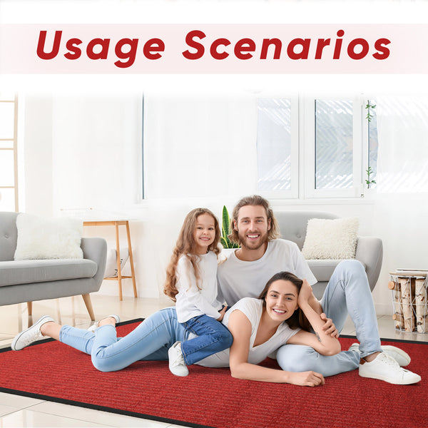 3x10' Floor Carpet Non Slip Rubber Door Mat Entrance Hallway Runner Rug Red Mat