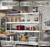 3Tier Commercial Kitchen Overshelf bench Top Stainless Steel for Prep&Work Table