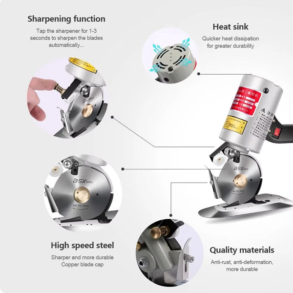 Electric Cloth Cutter Fabric Cutting Machine Round Blade Octagonal Knife 90mm