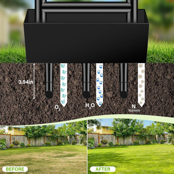 Manual Lawn Aerator Coring w/ Soil Track Tray &3 Core Portable Core Aerator Tool