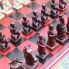 Antique Chinese Terra-Cotta Warriors Chess Set Wooden Chess Board Pieces Gifts