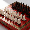 Antique Chinese Terra-Cotta Warriors Chess Set Wooden Chess Board Pieces Gifts