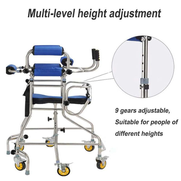Mobility Walking Aid Walker Frame w/6 Wheels&Seat For Handicapped Rehabilitation