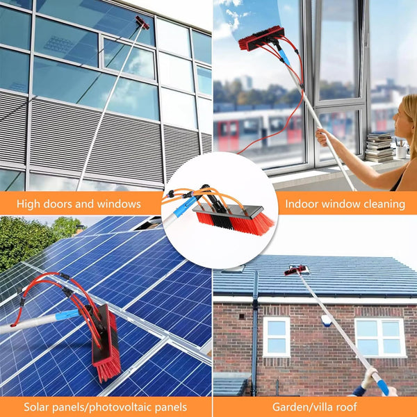 5m/7m Solar Panel Brush Cleaning Kit Spray Water Fed Pole Window Glass Washing