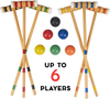 Classic Croquet Set Up to 6 Players Six Colour Coded Mallets Handles and Balls