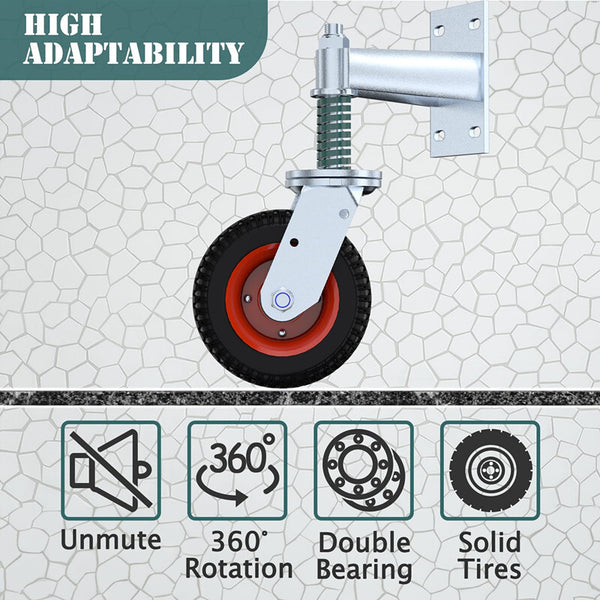 6" Gate Wheels Spring-Loaded Gate Wheels Caster Rotating Fence Wheel Max.600lbs.