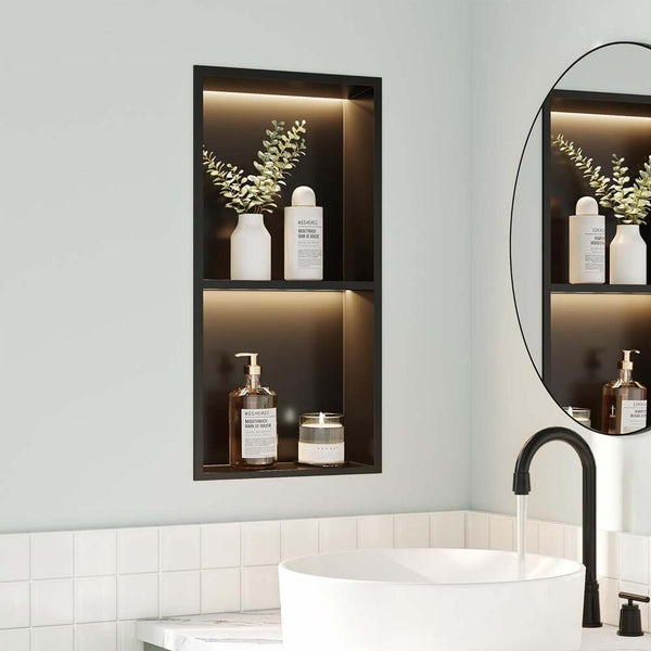 Shower Niche With LED Light Strips Shower Cabinet Bathroom Shelf 700x280x125mm
